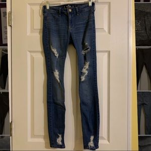 Hollister dark wash ripped skinny jean legging